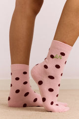 2 Pack Socks - Pink & Burg Spot