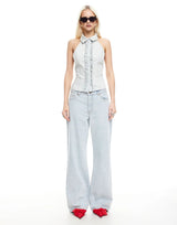 AFTERGLOW HALTER TOP - LIGHT DENIM