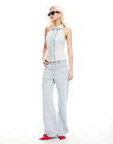 AFTERGLOW HALTER TOP - LIGHT DENIM