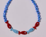 FISH with EYE BEAD PURPLE BLUE NECKLACE & BAG CHARM