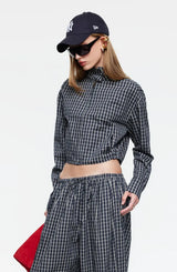 AURA JACKET - NAVY LEMON PLAID