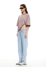 BLOOM SHORT SLEEVE - CHOCOLATE BLUSH STRIPE