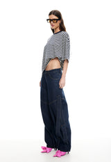 BLOOM SHORT SLEEVE - WHITE NAVY STRIPE