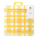 BON APPETIT 33CM NAPKIN CHECK YELLOW 21PK RECYCLED