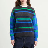 RENE CREW JUMPER - GREEN/BLUE STRIPE