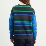 RENE CREW JUMPER - GREEN/BLUE STRIPE