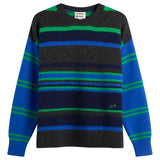 RENE CREW JUMPER - GREEN/BLUE STRIPE