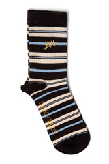 CALF LENGTH SOCKS - BROWN STRIPE