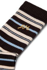 CALF LENGTH SOCKS - BROWN STRIPE