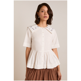 CYRUS EYELET BLOUSE - WHITE