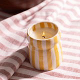Cabana Ochre Striped Ceramic Candle - Gold Coast