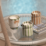 Cabana Sage Striped Ceramic Candle - Bora Bora