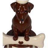 Candle Stick Dachshund Polyresin Brown 11.5x10.5x21.5cm