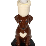Candle Stick Dachshund Polyresin Brown 7.5x10x21.5