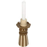 Candle Stick Stoneware Beige 9.5x9.5x20cm