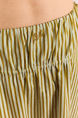 Caspia Volume Midi Skirt - Basil Stripe