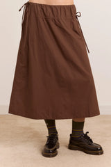 Caspia Volume Midi Skirt - Choc