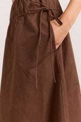 Caspia Volume Midi Skirt - Choc