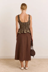 Caspia Volume Midi Skirt - Choc