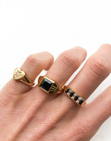 Ch?rie Goldplated Ring Bar Black Clear