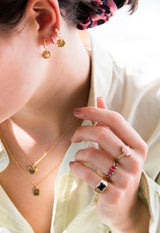 Ch?rie Goldplated Ring Cross Pink Clear