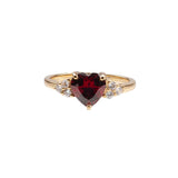 Ch?rie Goldplated Ring Heart Dark Red Clear