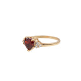 Ch?rie Goldplated Ring Heart Dark Red Clear