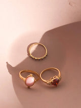 Ch?rie Goldplated Ring Oval Marble Light Pink