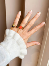 Ch?rie Goldplated Ring Oval Small Lime