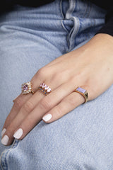 Cherie Goldplated Ring Rectangle Marble Lilac