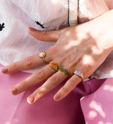 Cherie Goldplated Ring Rectangle Marble Lilac