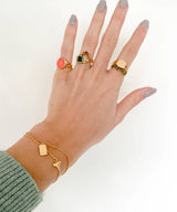 Ch?rie Goldplated Ring Signet Oval Coral