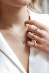 Ch?rie Goldplated Ring Small Bar Blue