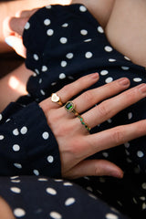 Ch?rie Goldplated Ring Zigzag Green