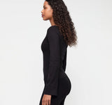 Core Boat Neck Long Sleeve - Black