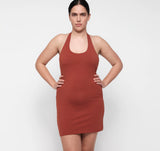 Core Halter Mini Dress - Rust
