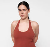 Core Halter Mini Dress - Rust