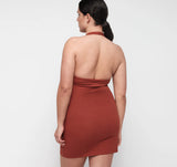 Core Halter Mini Dress - Rust