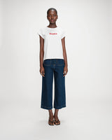 Cotton T-shirt with printed slogan rouge Vico