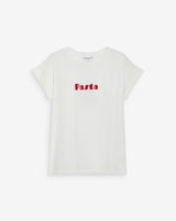 Cotton T-shirt with printed slogan rouge Vico