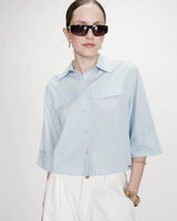 Cropped striped shirt 3/4 sleeves ciel Voice