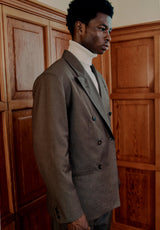 DOUBLE BREASTED CLOTH JACKET - ESPRESSO