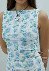 DOUBLE LAYER HYDRANGEA MESH VEST - SOFT BLUE