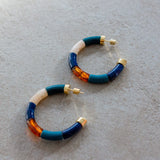EARRINGS BOLA IGARAPE + TUBE AMBER