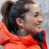 EARRINGS BOLA LARANJA + TUBE AMBER