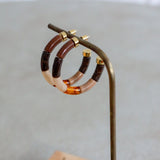 EARRINGS BOLA MOCA + TUBE MARBLED CREAM