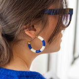 EARRINGS BOLA RIVIERA-COBALT + TUBE AMBER