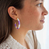 EARRINGS BOLA RIVIERA-LILA + TUBE GRAPEFRUIT