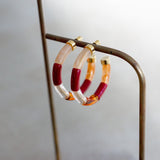 EARRINGS BOLA SOL + TUBE MARBLED CREAM