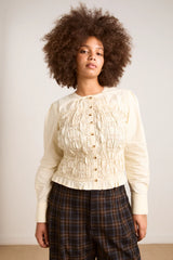ELLIANA SMOCKED CARDI - BUTTER SMOCKED